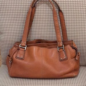 Dark tan FOSSIL leather HANDBAG